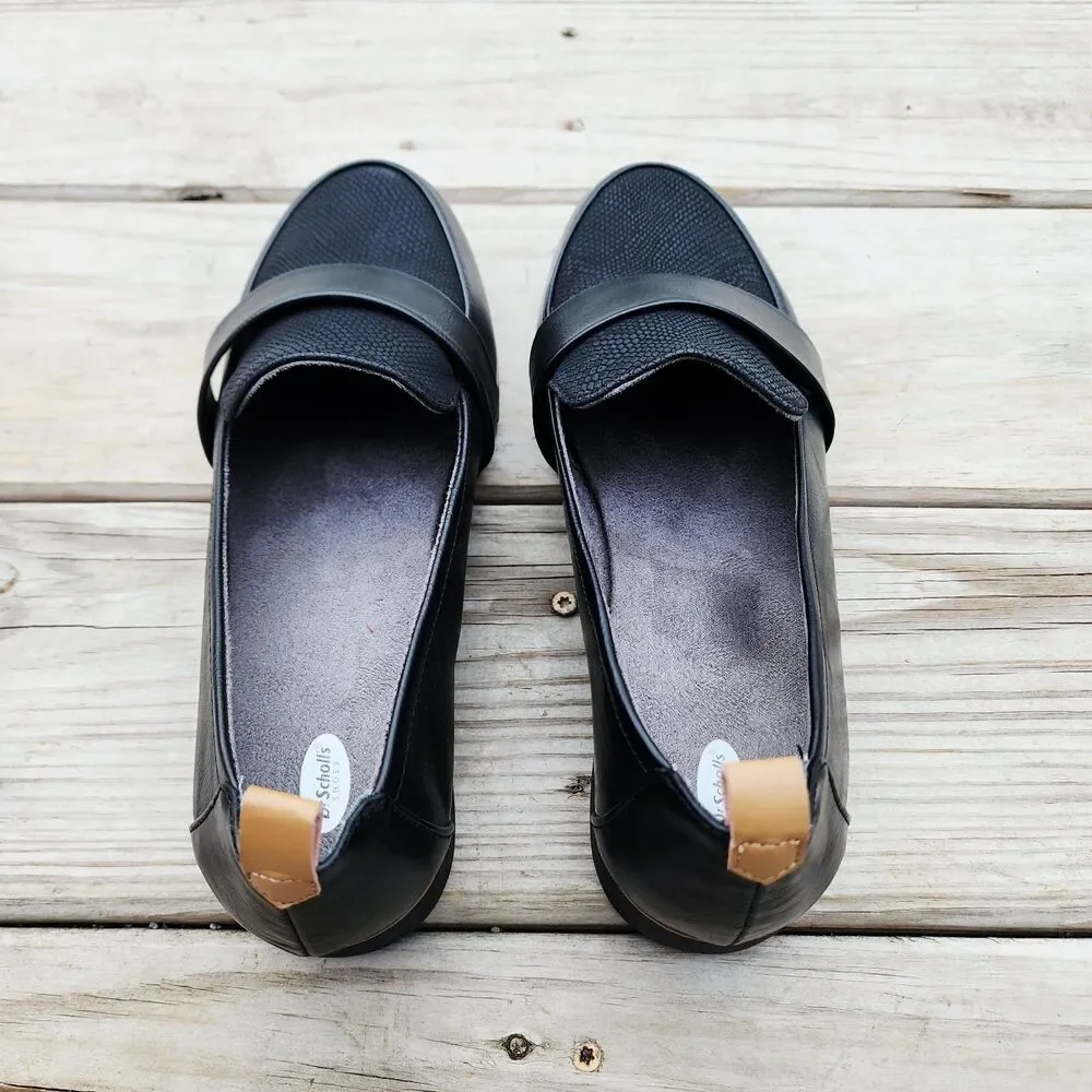 Dr. Scholl's Webster Black Snake Platform Loafer Women’s Size 9W